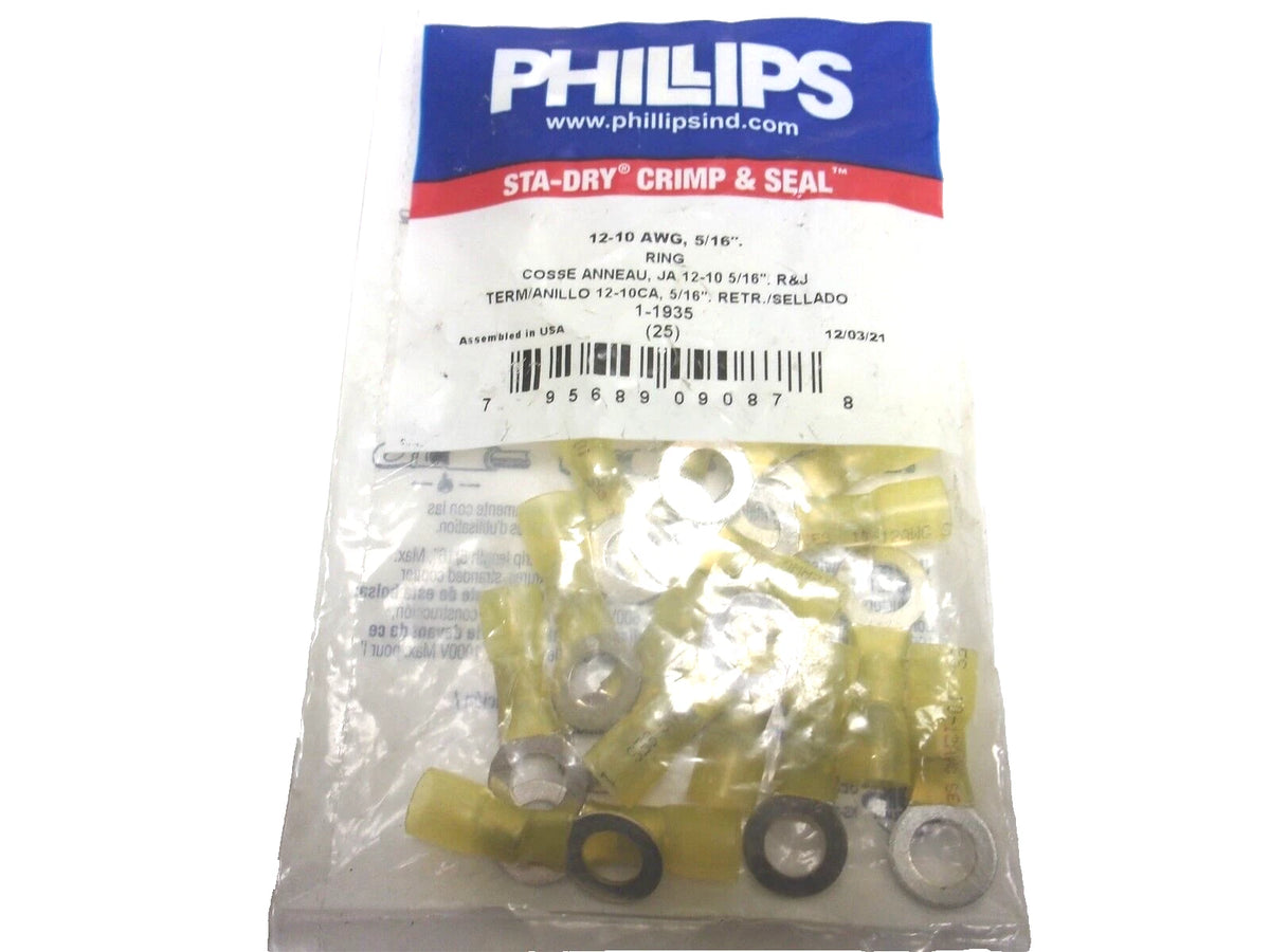 25X Heat Shrink Ring Terminal for Phillips (1935) 12-10 Gauge 3/8" Stud