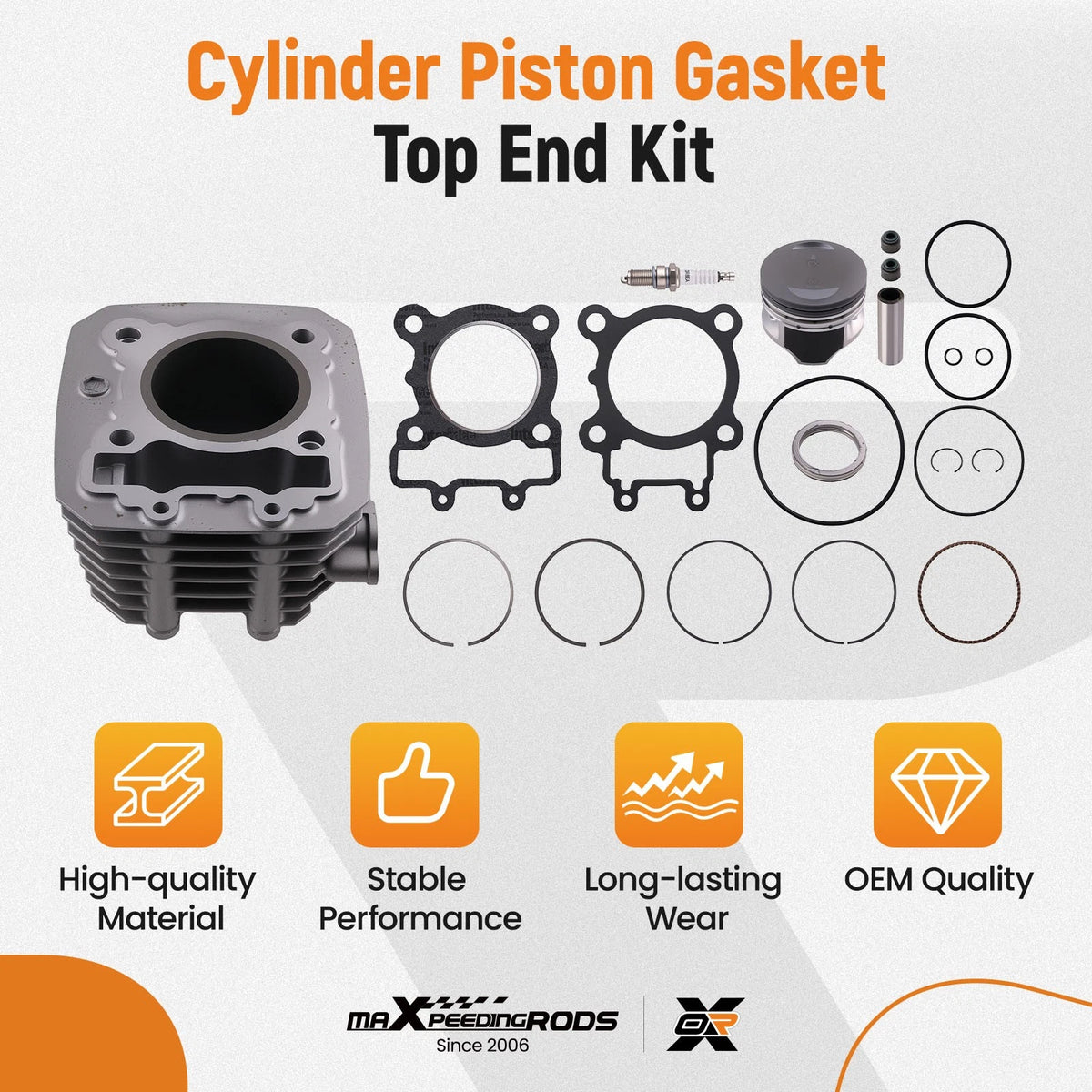 Top End Cylinder Piston Gasket Kit for Kawasaki Bayou 250 (2003–2011)