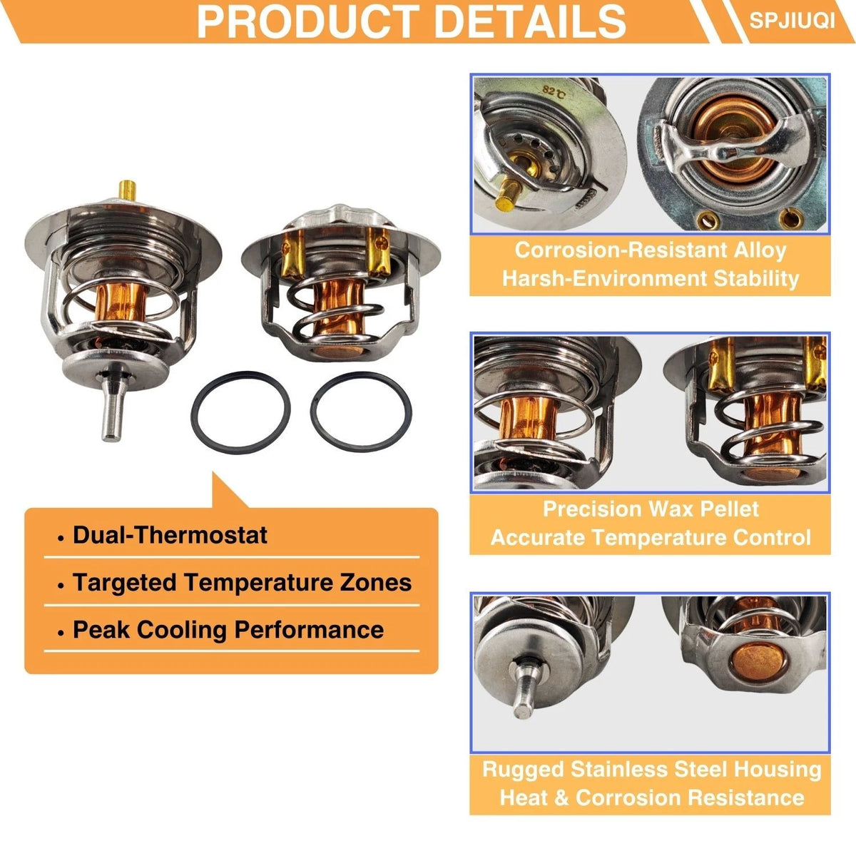 Set of 2 Engine Coolant Thermostats for Isuzu ELF NPR-HD NPR NKR NRR NQR 4HF1