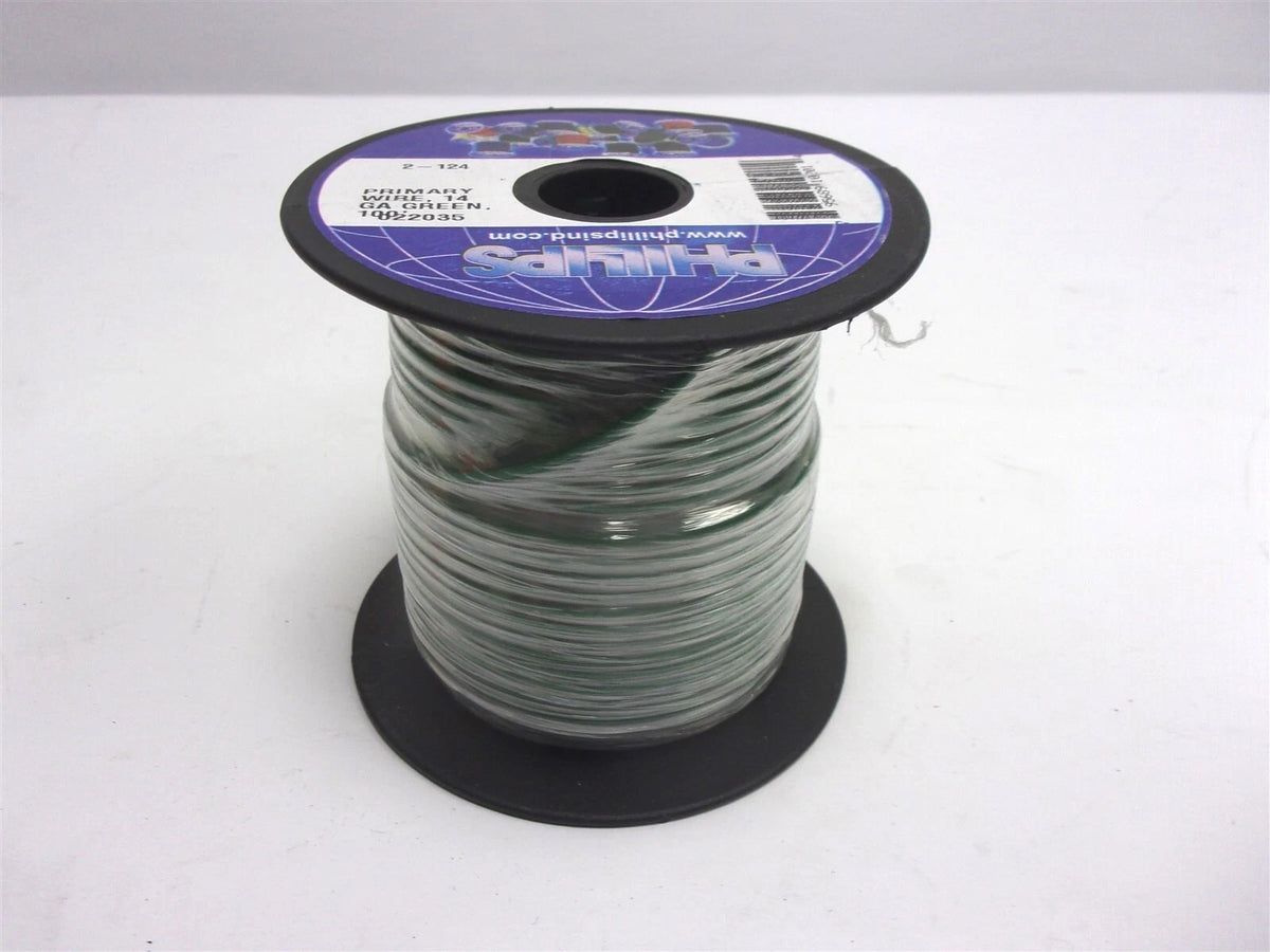 2-124 Phillips Primary Wire 14 Gauge Green 100' Spool SAE Type GPT