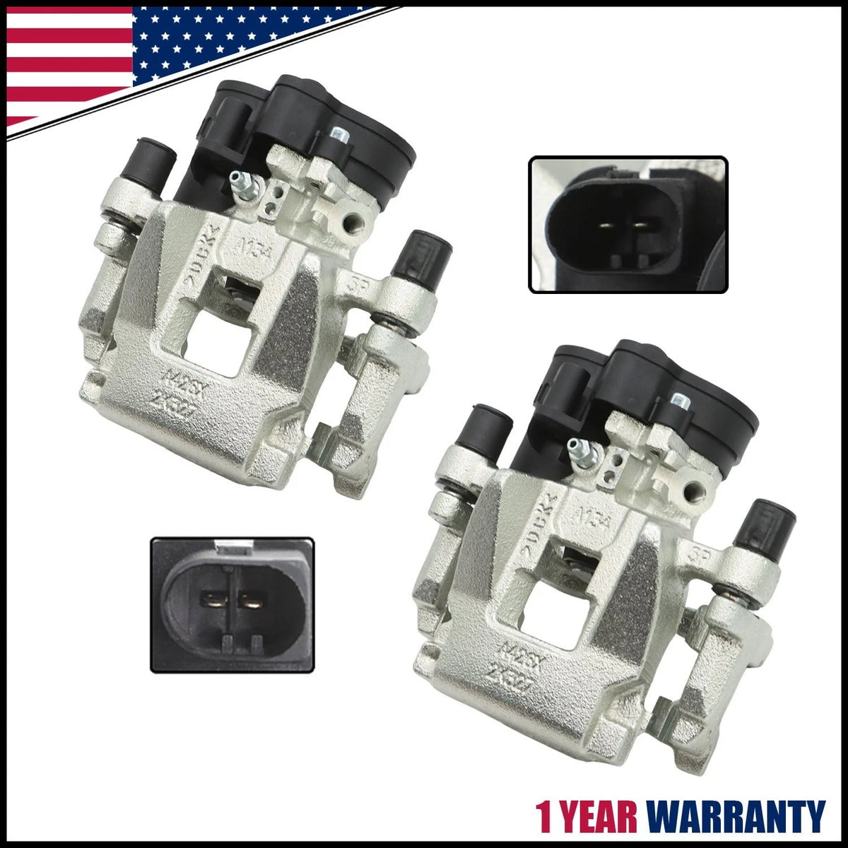 Set of 2 Rear Brake Calipers with Motor for Jaguar XF XE F-Pace (2016–2020)
