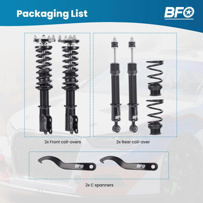 BFO Coilover Kit for Ford Mustang GT 4.6L (1994–2004) Adjustable Height Shocks