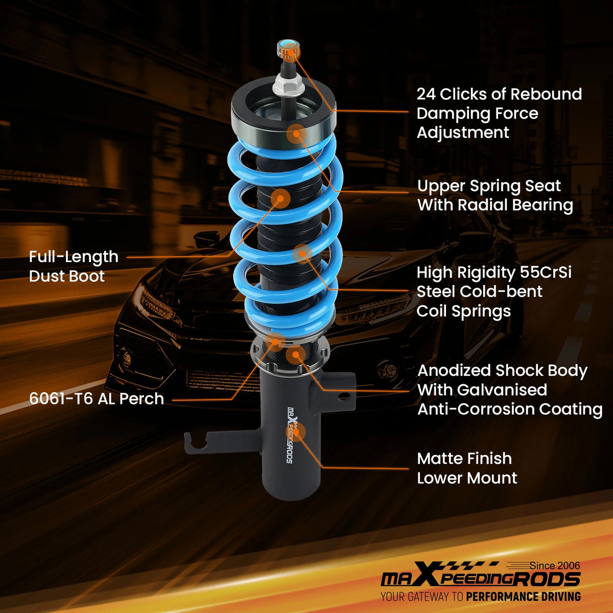 24 Level Adjustable Coilovers for Chevy Impala Malibu