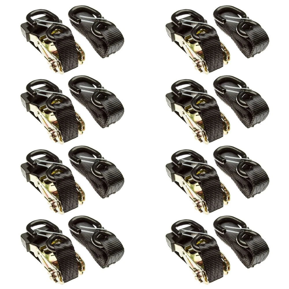 Set of 8 Ratchet Straps 1-3/8" x 7' with S-Hooks