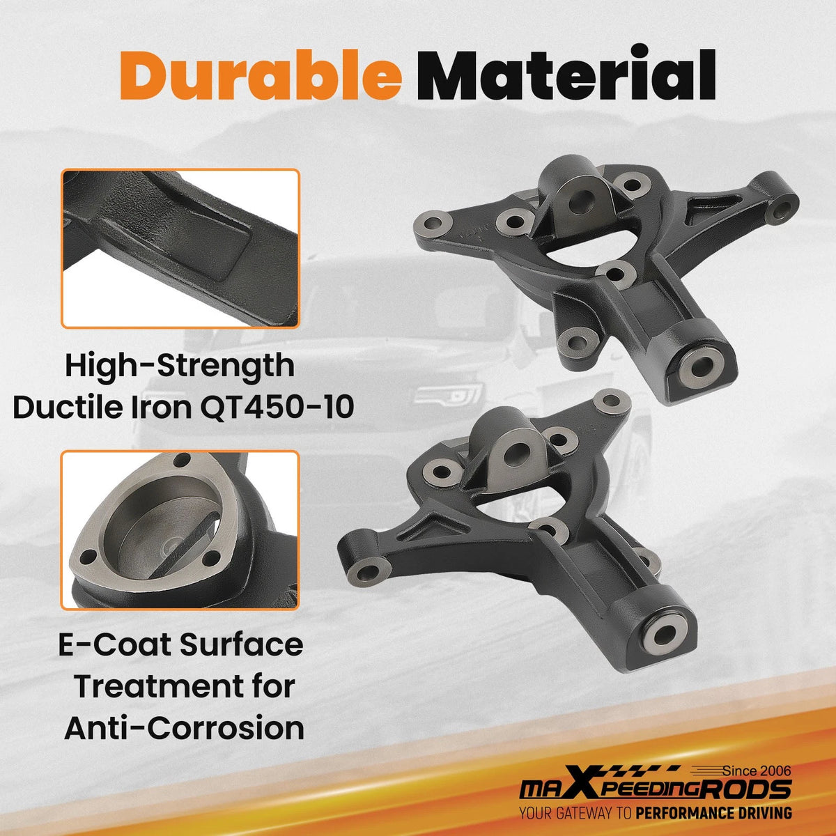 4.5" Front Lift Spindles for Chevrolet Silverado GMC Sierra 1500 2WD (2007–2017)