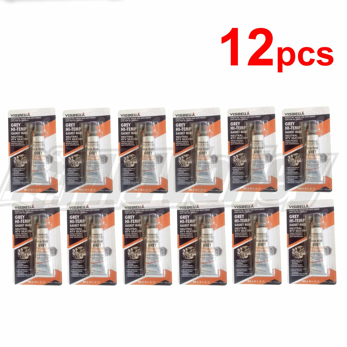 12pcs RTV Hi-Temp Gasket Silicone Maker (32g) - Oil, Water, Anti-Freeze Resistant