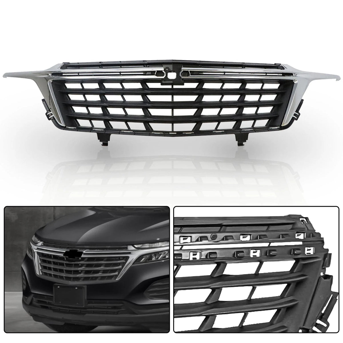 Front Bumper Upper Grille with Chrome Trim for Chevrolet Equinox (2022–2023)