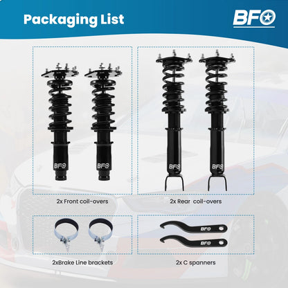 Adjustable Coilover Struts for Honda Prelude (1992–2001)