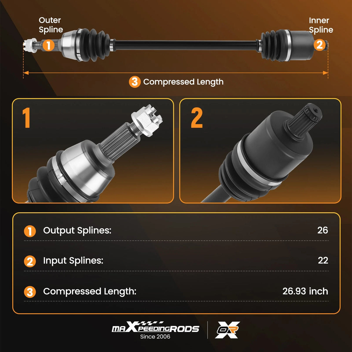 CV Joint Axle Set for Polaris Ranger 570 Full Size EPS (2015)