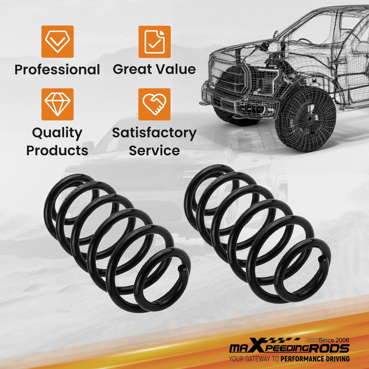 2" Drop Rear Coil Springs for Chevrolet Tahoe Suburban Avalanche (2007–2014)