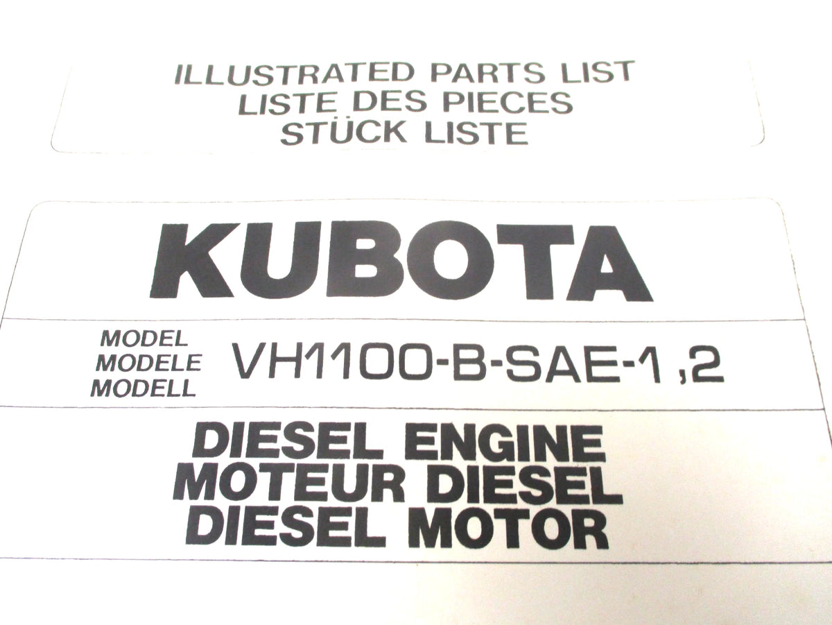 Illustrated Parts List for Kubota VH1100-B-SAE-1,2 Diesel Engine (97898-50540)