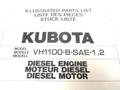 Illustrated Parts List for Kubota VH1100-B-SAE-1,2 Diesel Engine (97898-50540)