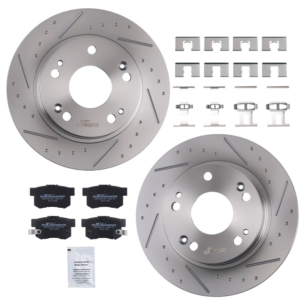 Rear Brake Rotors & Ceramic Pads Kit for Honda Civic/Acura CSX (2006–2015)