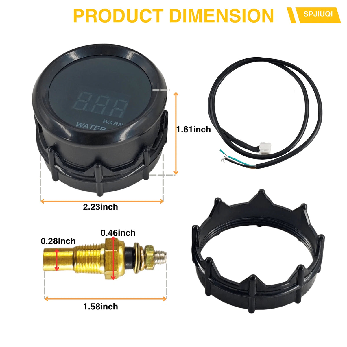 2" 52mm Blue Digital LED Water Temp Meter with Temp Sensor for Auto Boat