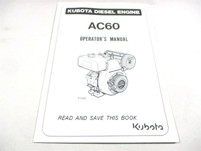 Operators Manual for Kubota AC60 - Part No. 11551-89150