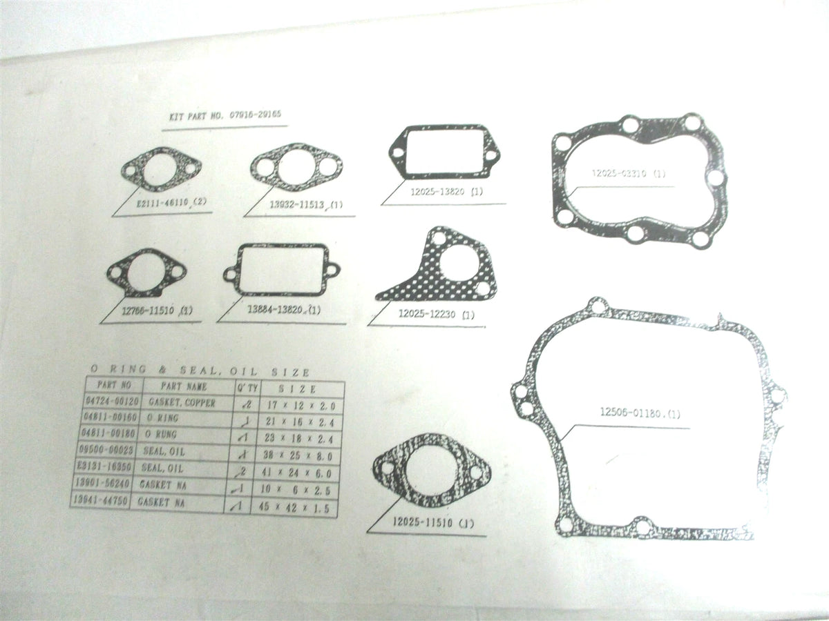 Gasket Kit for Kubota (07916-29165, 07916-29160, 13941-44750, 13901-56240)