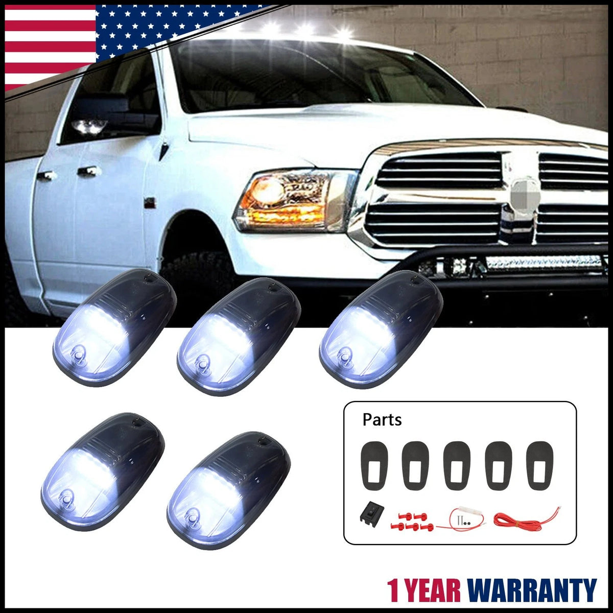 6000K LED Smoked Lens Rooftop Cab Running Light for Dodge Ram 1500 2500 3500