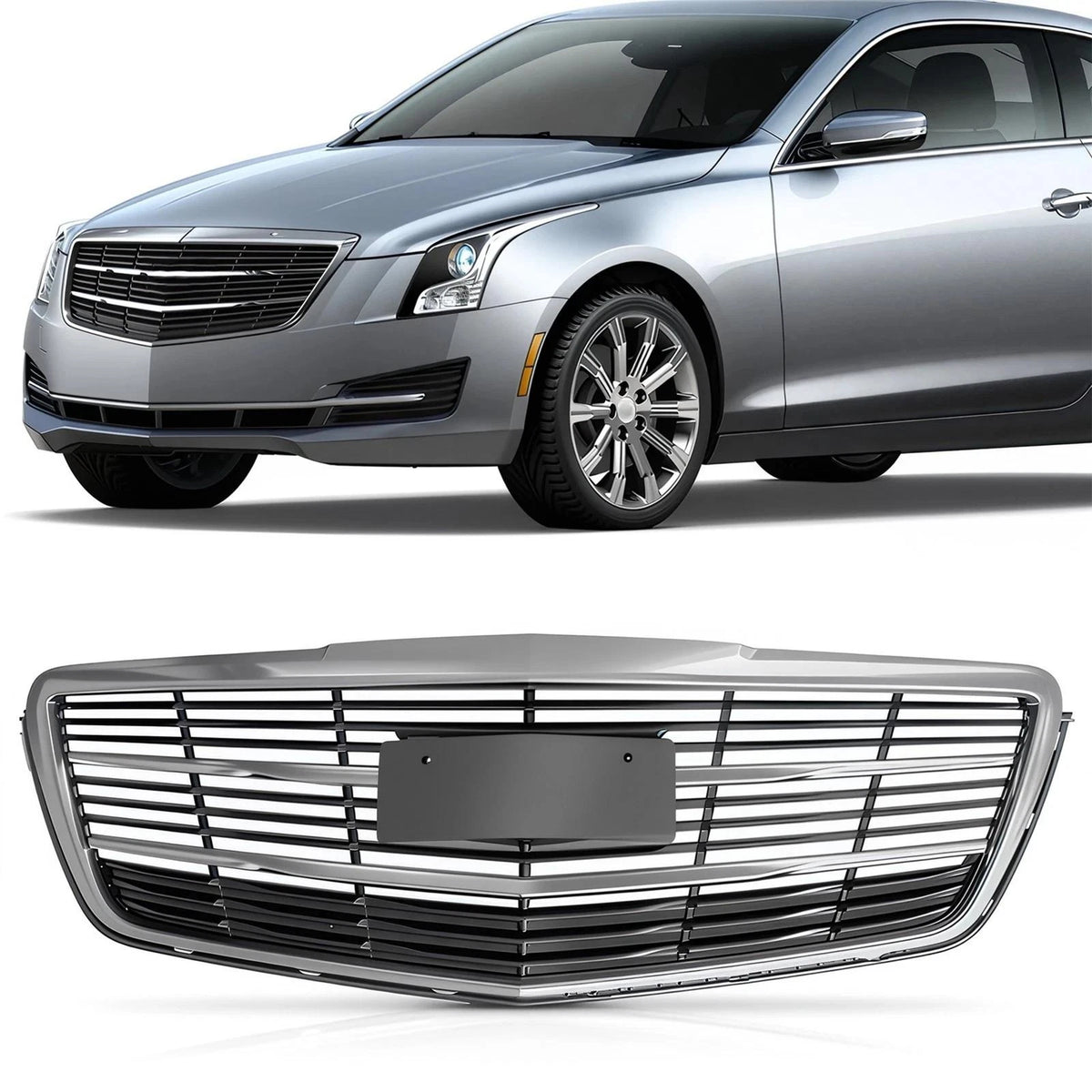 Front Bumper Upper Grille Chrome for Cadillac ATS (2015–2019) 22879629