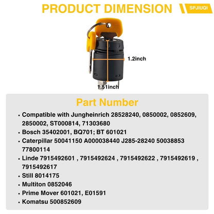 3 Terminal Ignition Starter Switch 28528240 for Jungheinrich Forklift (–)