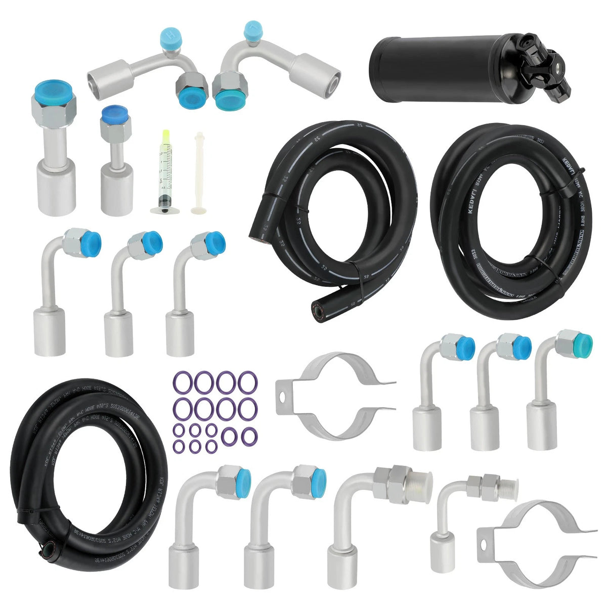 A/C Hose Kit for Universal 134a (R-Ring & Fittings, Drier & Connector)