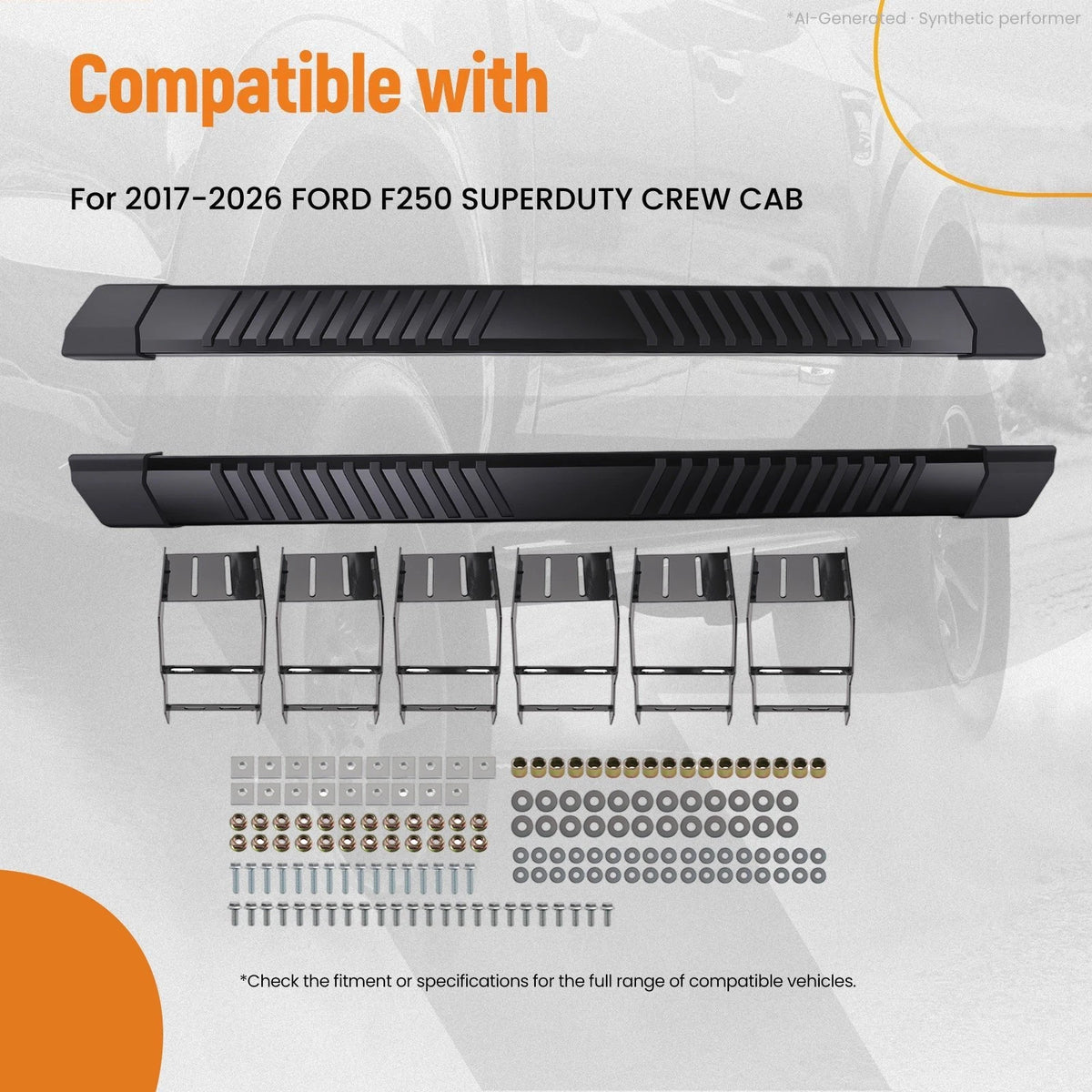 6" Step Bar Set for Ford F-350 Crew Cab (2017–2026) Running Boards Steel