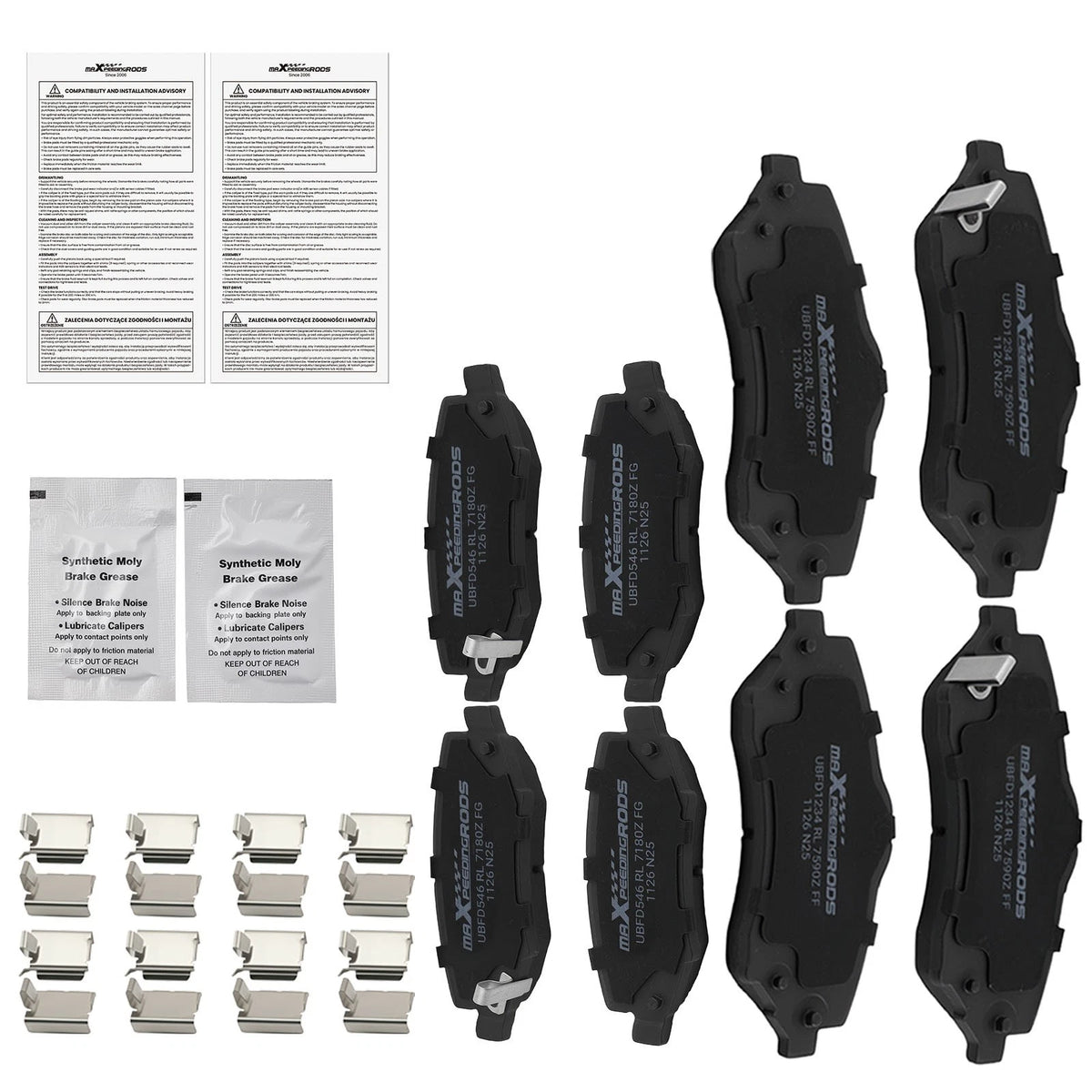 Set of 4 Front Rear Ceramic Brake Pads for Jeep Liberty Wrangler Dodge Nitro (2007–2012)
