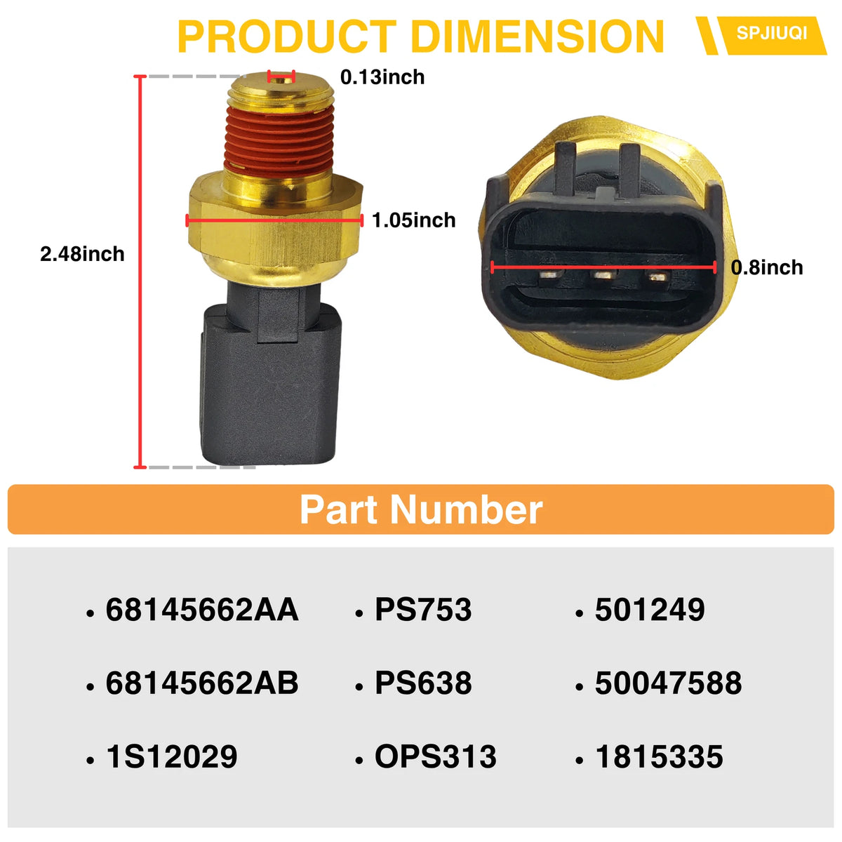 Oil Pressure Switch Sensor for Dodge Dart 2012–2016 2.4L 2.0L 68145662AA