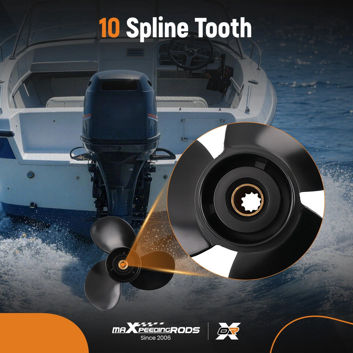 10 Spline Aluminum Propeller for Mercury 20HP 25HP (48-19640A40)