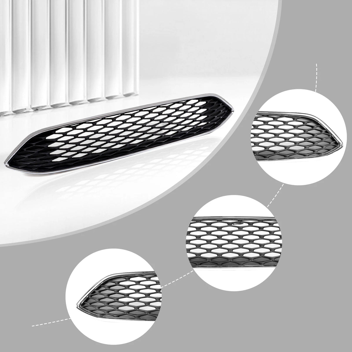 Upper Center Bumper Grille for Ford Focus (2015–2018) W/ Chrome Trim