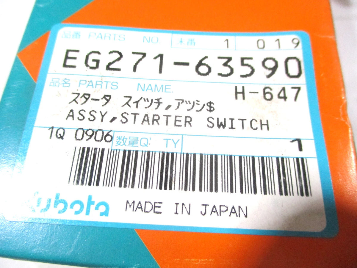Starter Switch Assembly for Kubota WG752 (OEM EG271-63590)