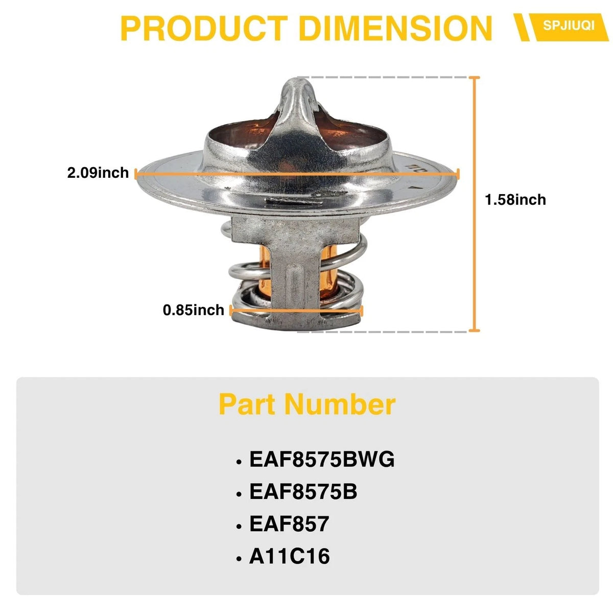 Thermostat EAF8575BWG A11C16 for Massey Ferguson 265 275 290 565 TO35 (1970–1980)
