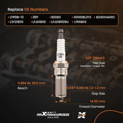 Iridium Spark Plug for Mazda 3 5 6 CX-7 Tribute (2006–2011) 12620540