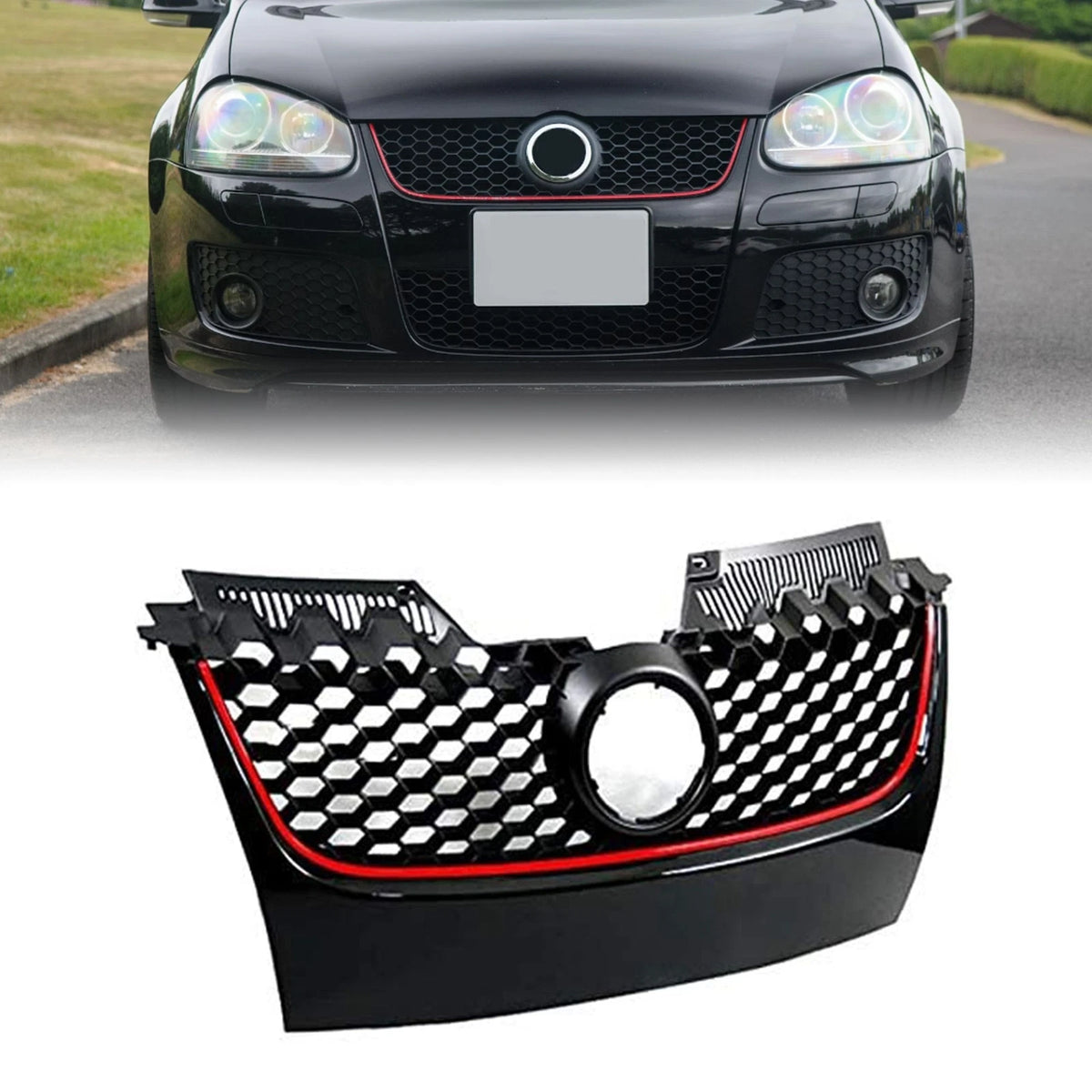 Front Bumper Upper Mesh Grille for Volkswagen GTI Jetta (2006–2009)