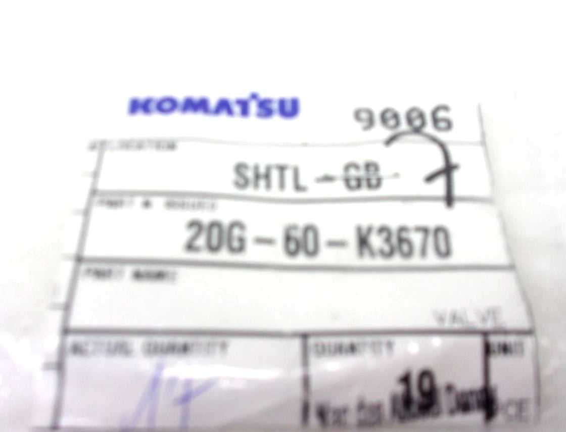 Set of 2 OEM Komatsu Valve for PW150ES PW170ES (20G-60-K3670)