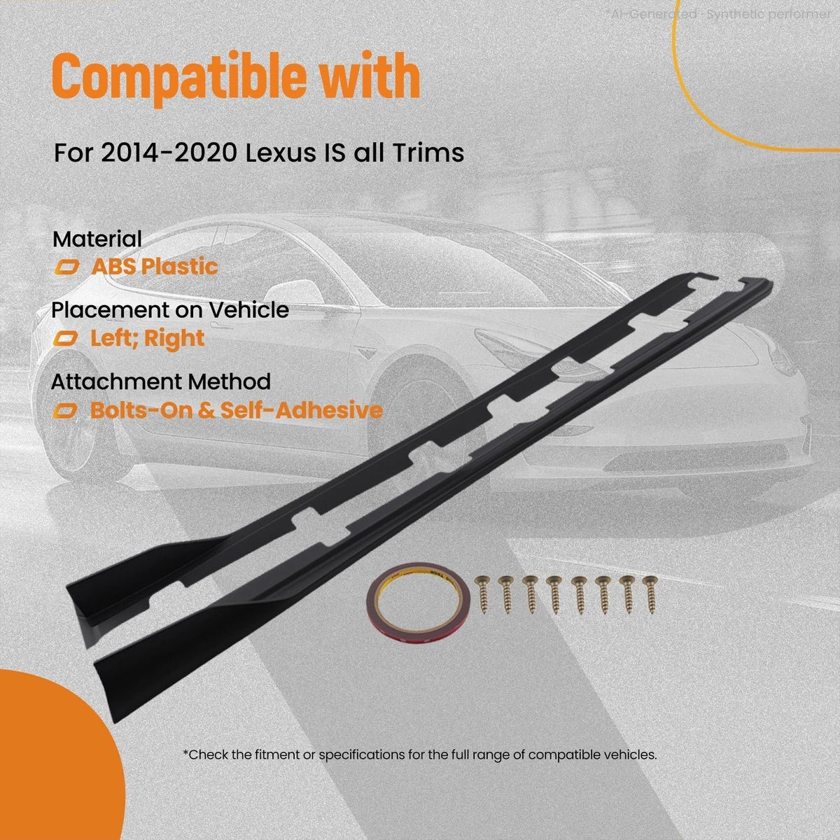 ABS Side Skirt Extension Body Lip for Lexus IS Series (2014–2020) Matte Black