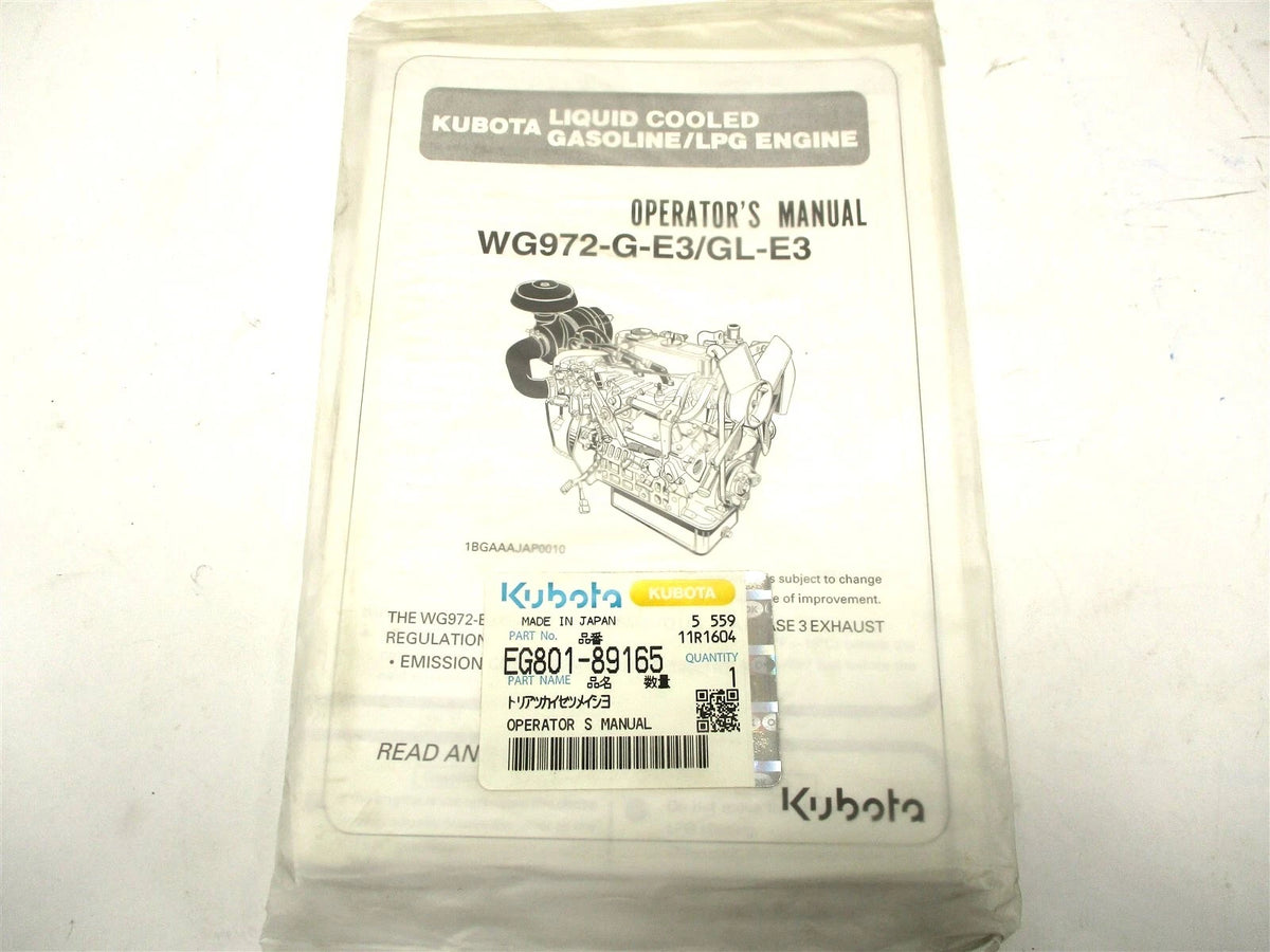 Operators Manual for Kubota WG972-G-E3 & GL-E3