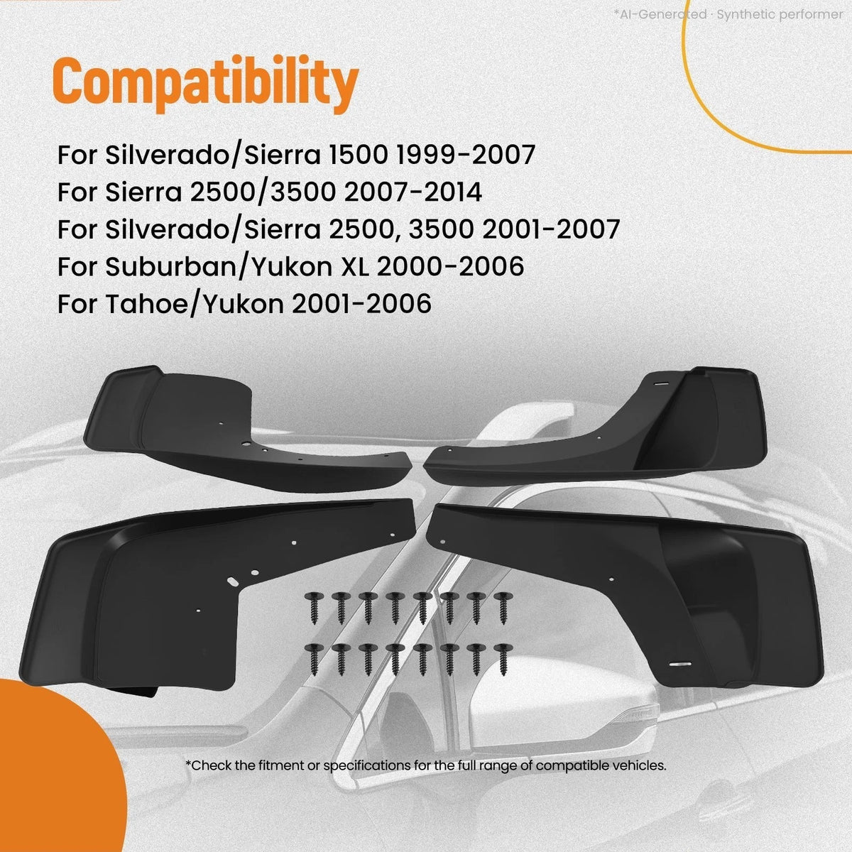 Complete Mud Guards Set for GMC Trucks SUVs (1999–2014) 12498342 Black