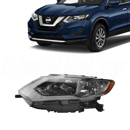 Left Headlight for Nissan Rogue (2017–2019) Halogen, LH, Without Bulb