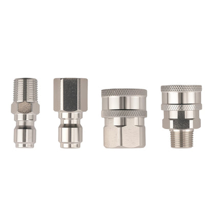Set of 4 NPT Quick Connect 3/8 Inch Pressure Washer Adapters Stainless Steel