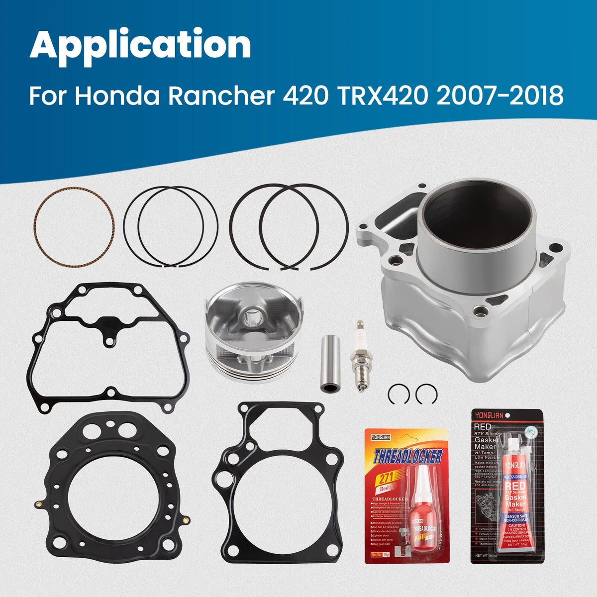 Cylinder Piston Kit Top End Rebuild Set for Honda TRX420 Rancher (2007–2023)