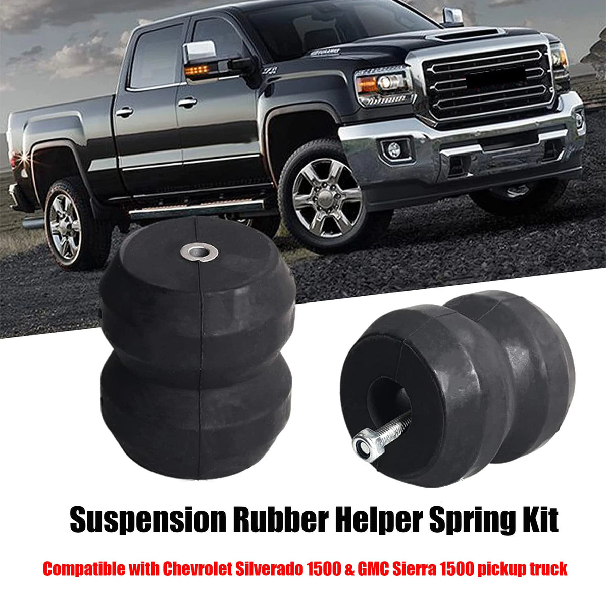Rear Suspension Rubber Air Helper Spring Kit for Chevy GMC 1500