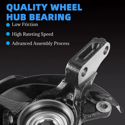 2X Front Steering Knuckle & Wheel Hub Bearing Assembly for Honda Civic (2001–2002)