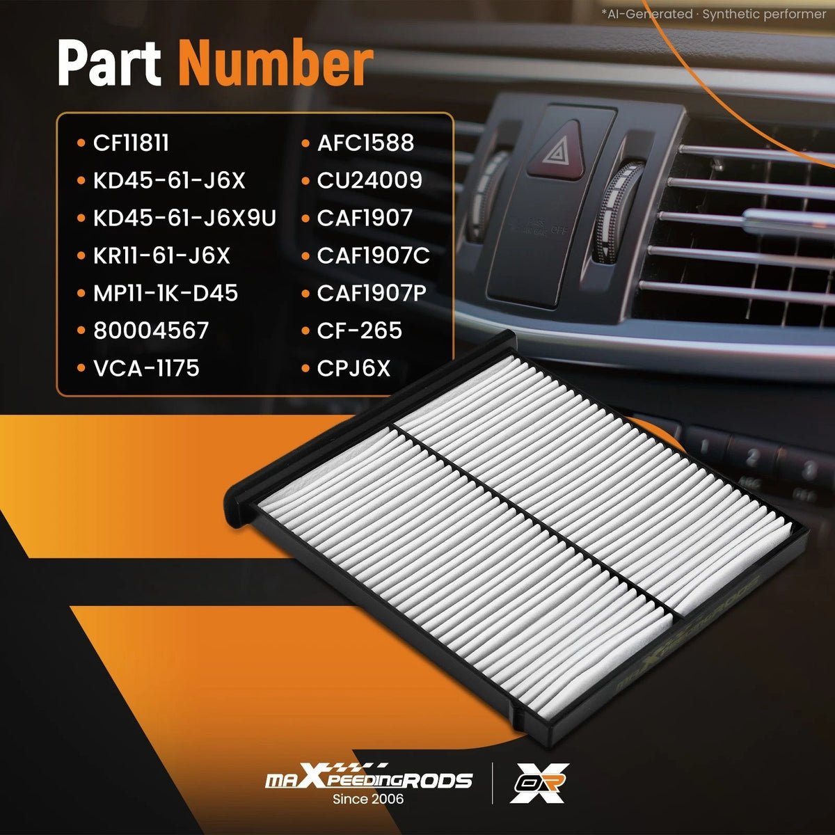 Cabin Air Filter for Mazda Mazda3 (2014–2018) CAF1907C KD45-61-J6X9U AFC1588