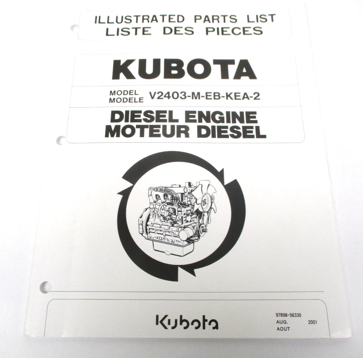 Illustrated Parts List for Kubota V2403-M-EB-KEA-2 Diesel Engine (No Years)