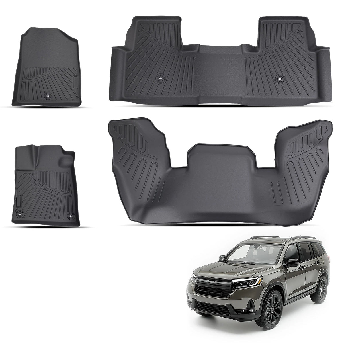 Set of 4 TPE All Weather Carpet Floor Mats for Honda Pilot (2023–2025)