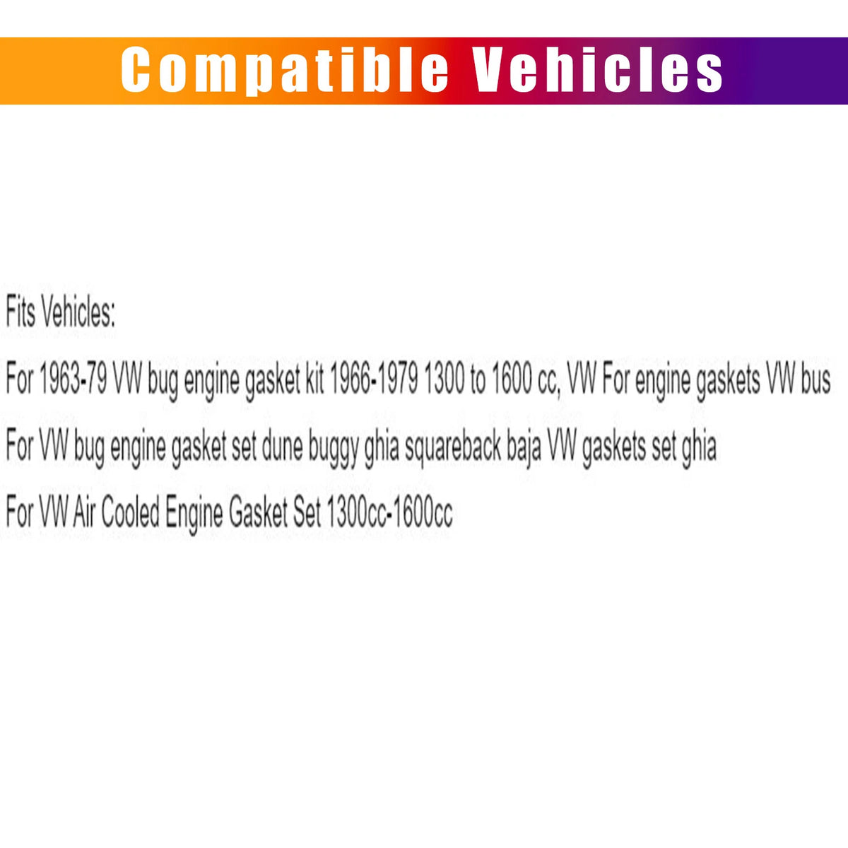 Complete Engine Gasket Set for VW Super Beetle 1.6L (1971–1979)