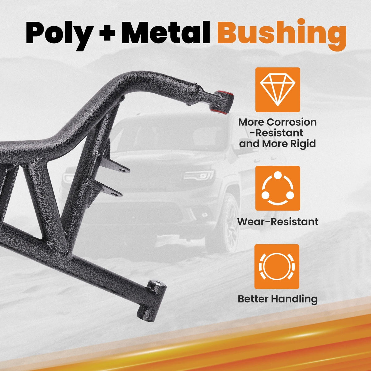 Set of 2 High Clearance Steel Front A Arms for Polaris RZR XP 1000/Turbo (2014–2023)