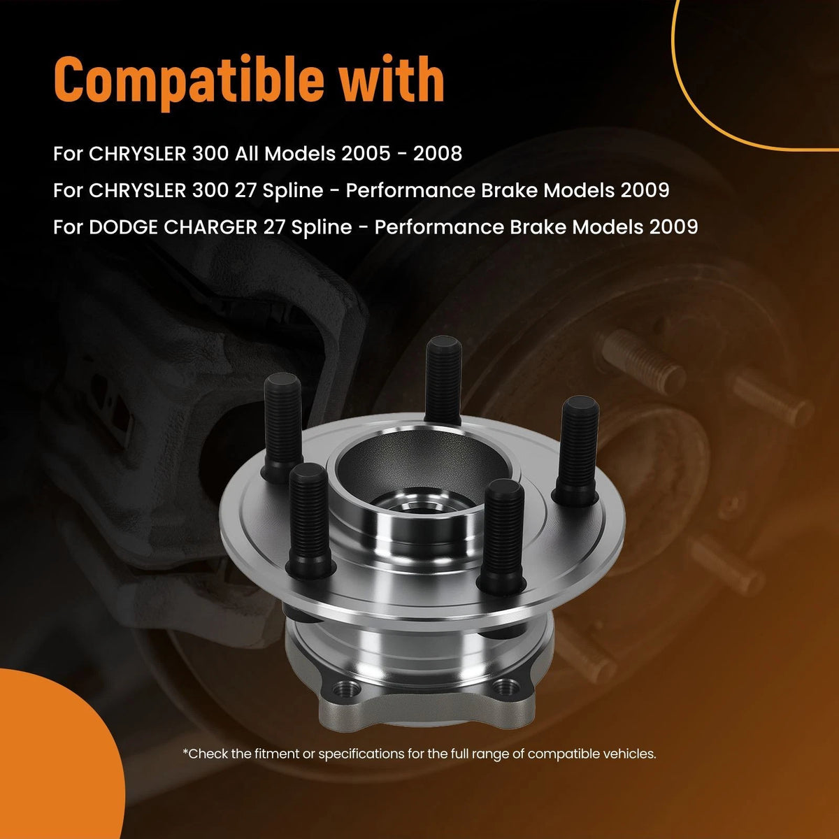 Set of 2 Rear LH RH Wheel Hub Bearing Assembly for Chrysler 300 (2005–2009) 512301