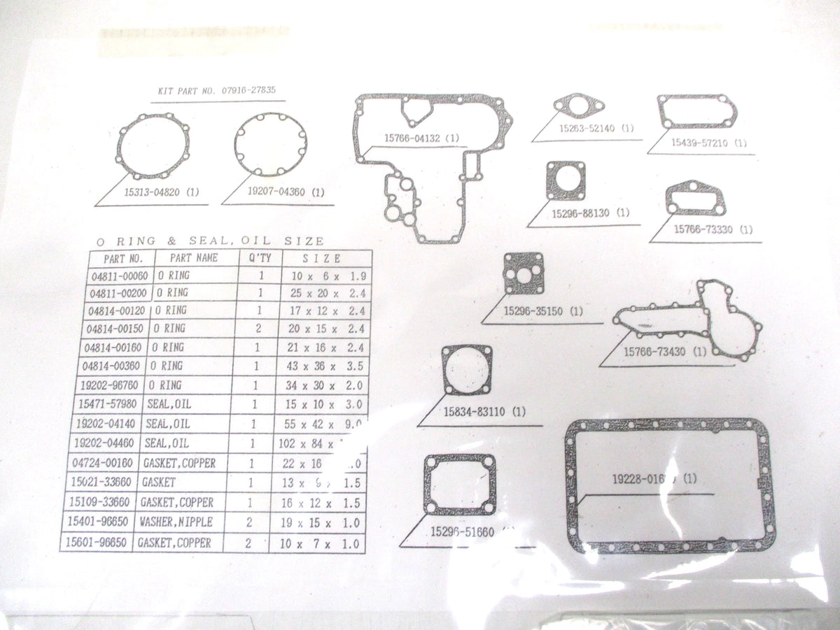 Set of 2 OEM Kubota Engine Lower Gasket V1902 KX101 KX151 07916-27835 07916-27830