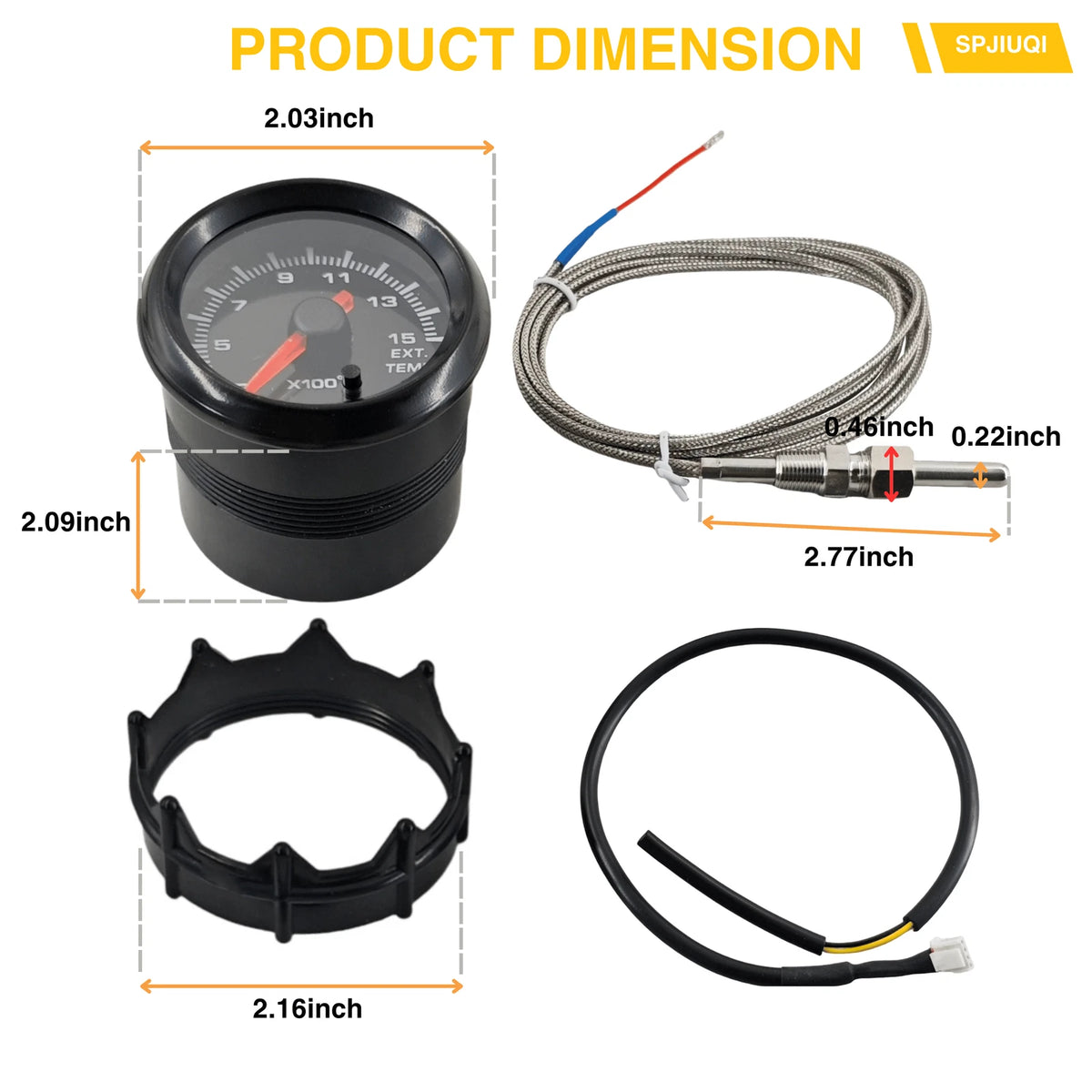 2" Analog EGT Exhaust Gas Pyrometer Temp Gauge for Car (0-2192F, 12V)
